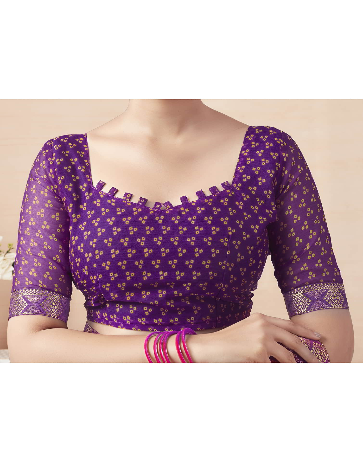 Purple Bandhani Chiffon Saree