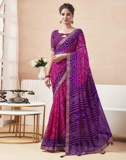 Purple Bandhani Chiffon Saree