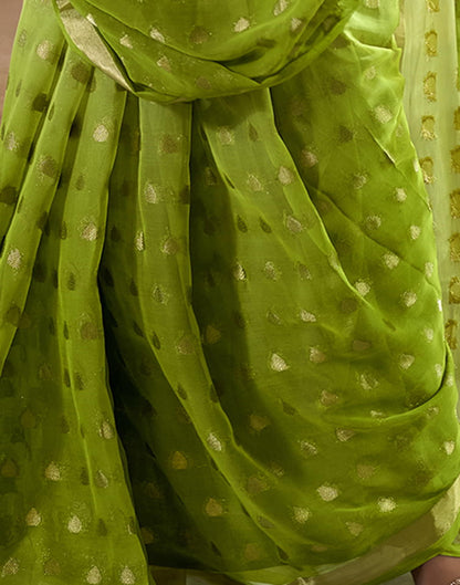 Green Banarasi Georgette Woven Saree