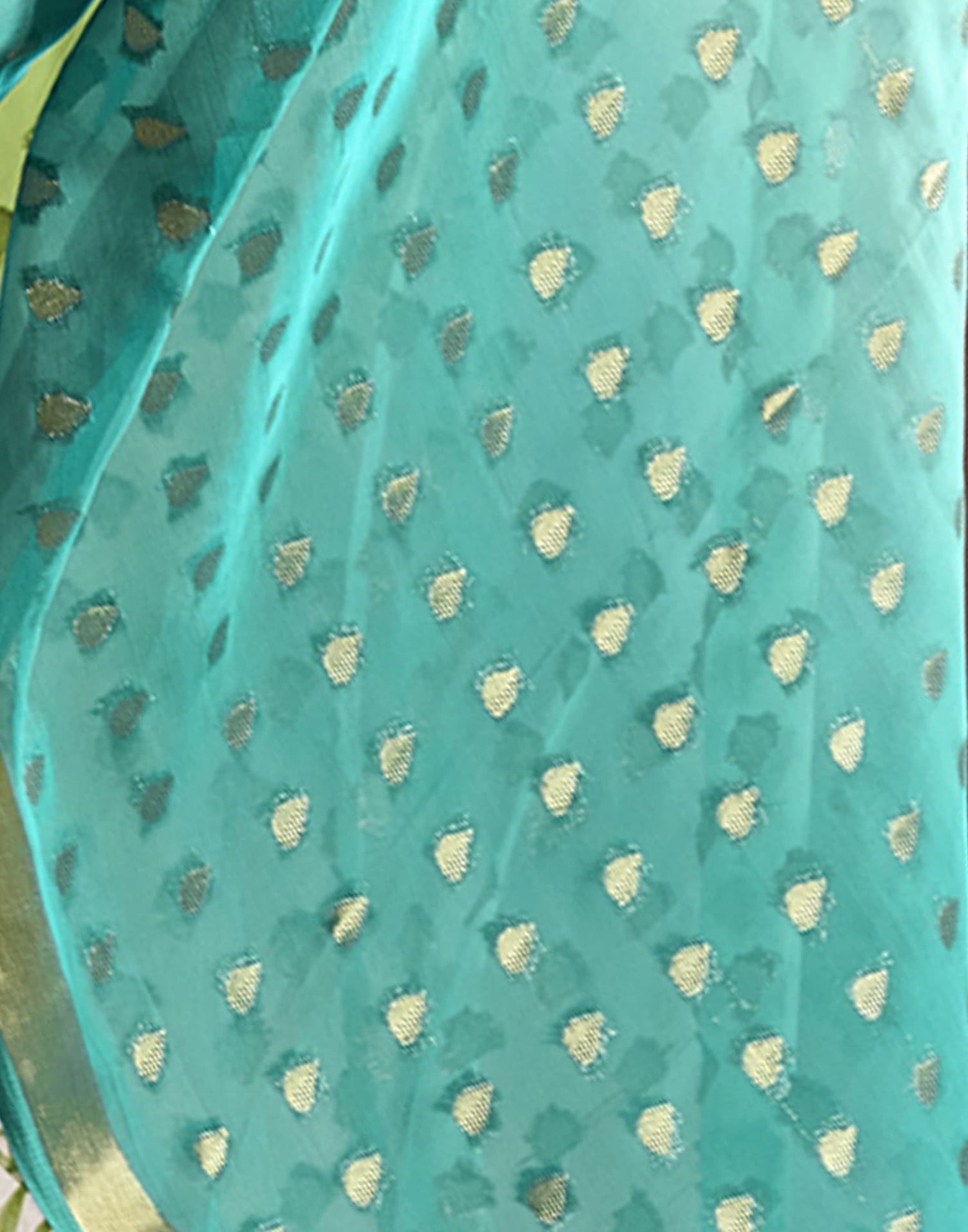 Turquoise Banarasi Georgette Woven Saree