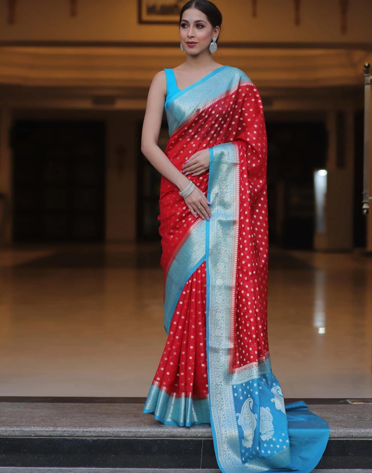 Red Banarasi Silk Woven Saree