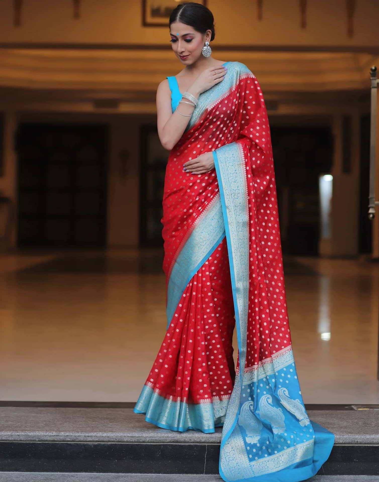 Red Banarasi Silk Woven Saree