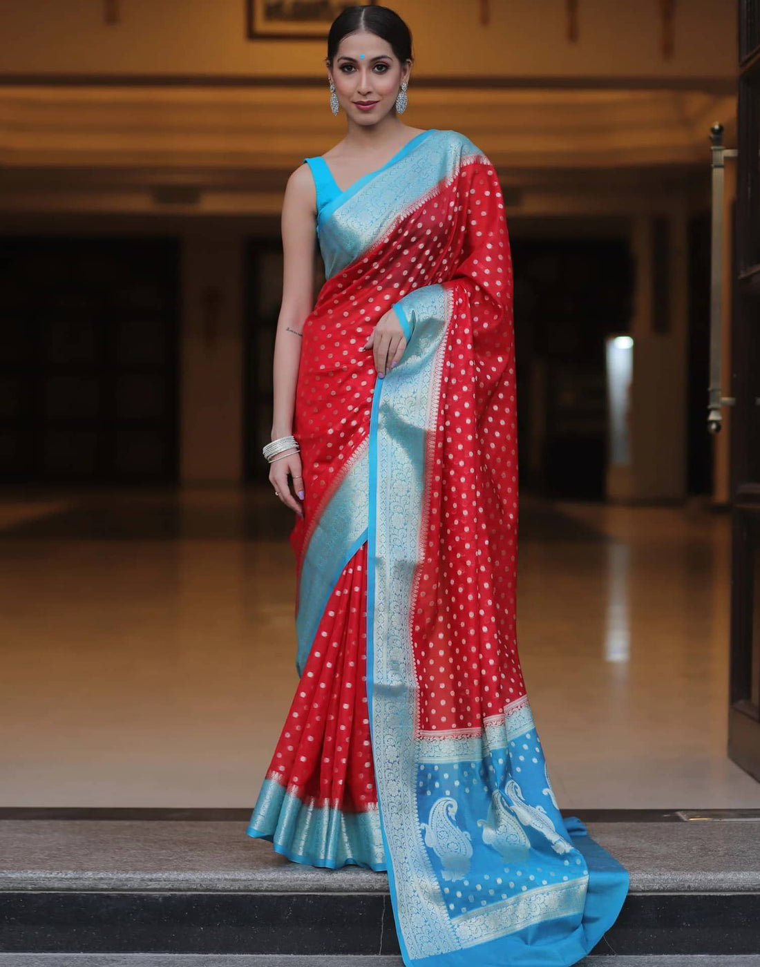 Red Banarasi Silk Woven Saree