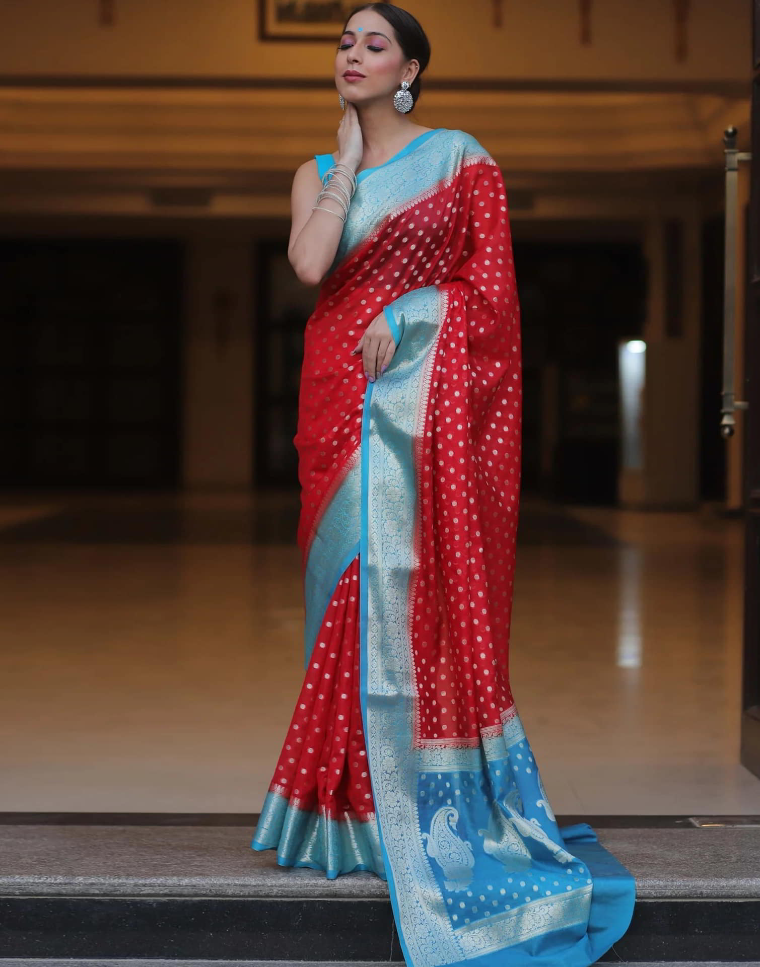 Red Banarasi Silk Woven Saree