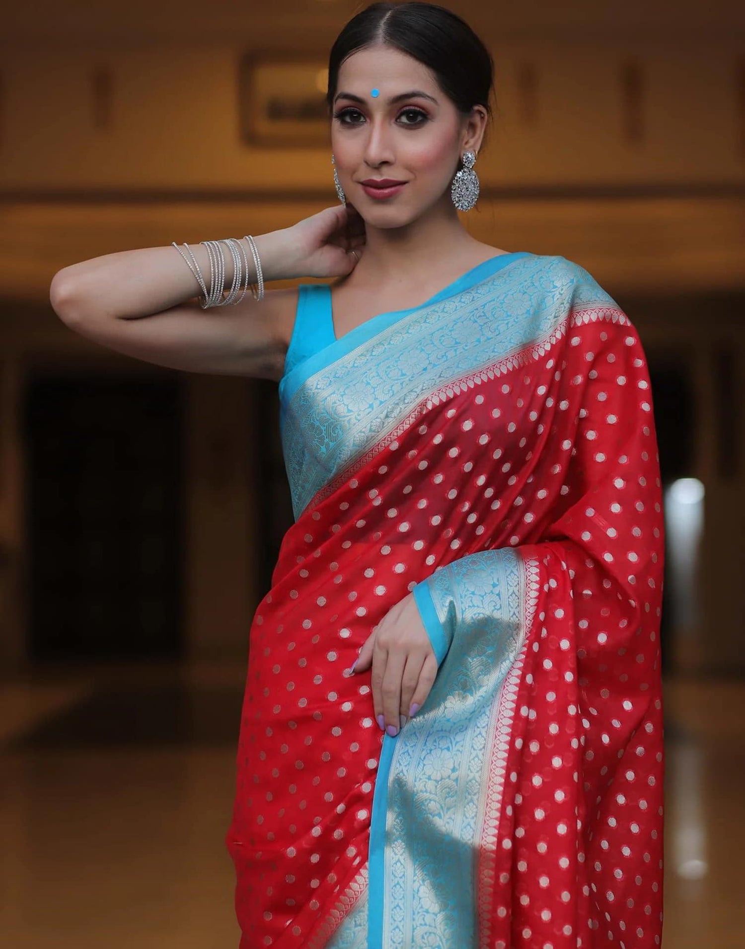 Red Banarasi Silk Woven Saree