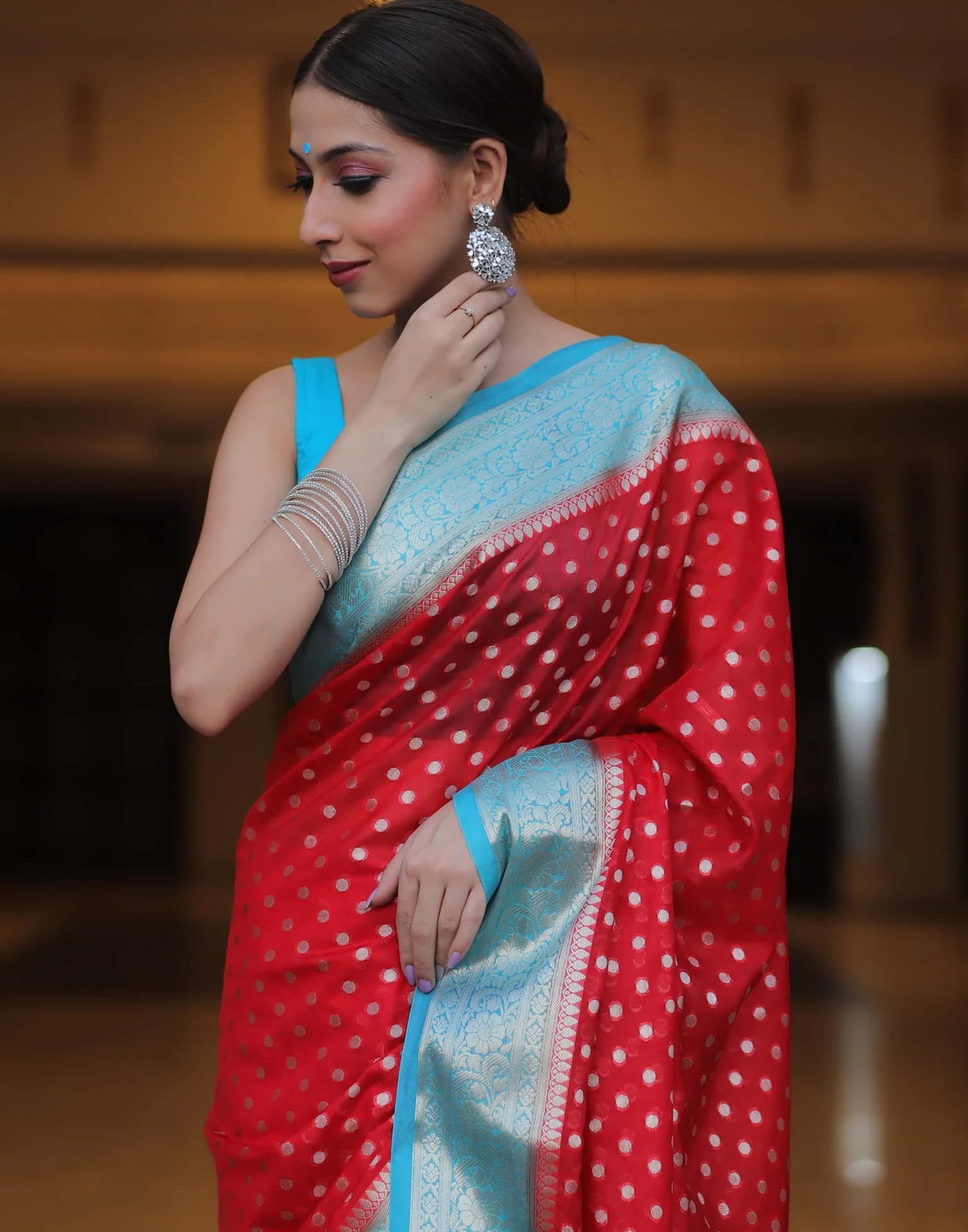 Red Banarasi Silk Woven Saree