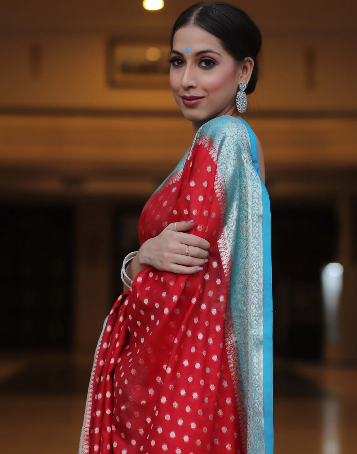 Red Banarasi Silk Woven Saree