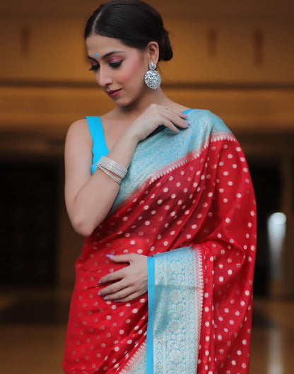 Red Banarasi Silk Woven Saree