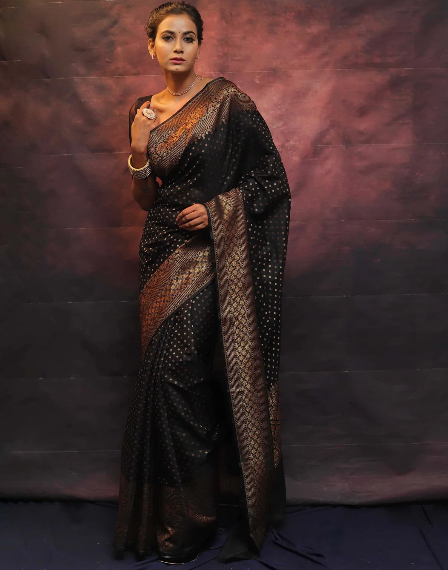 Black Banarasi Silk Woven Saree