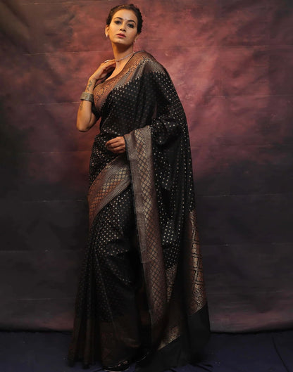 Black Banarasi Silk Woven Saree