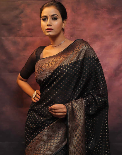 Black Banarasi Silk Woven Saree