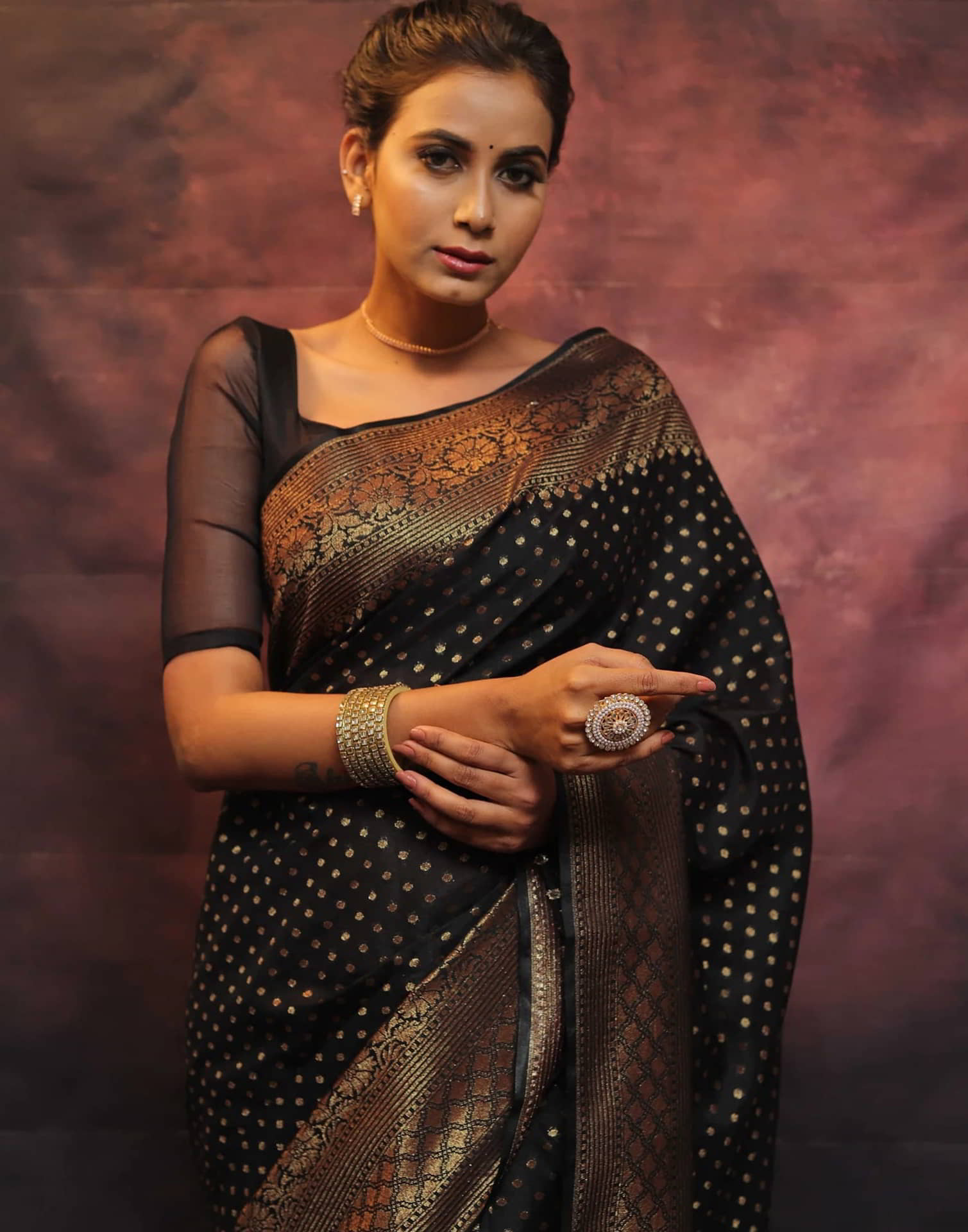 Black Banarasi Silk Woven Saree