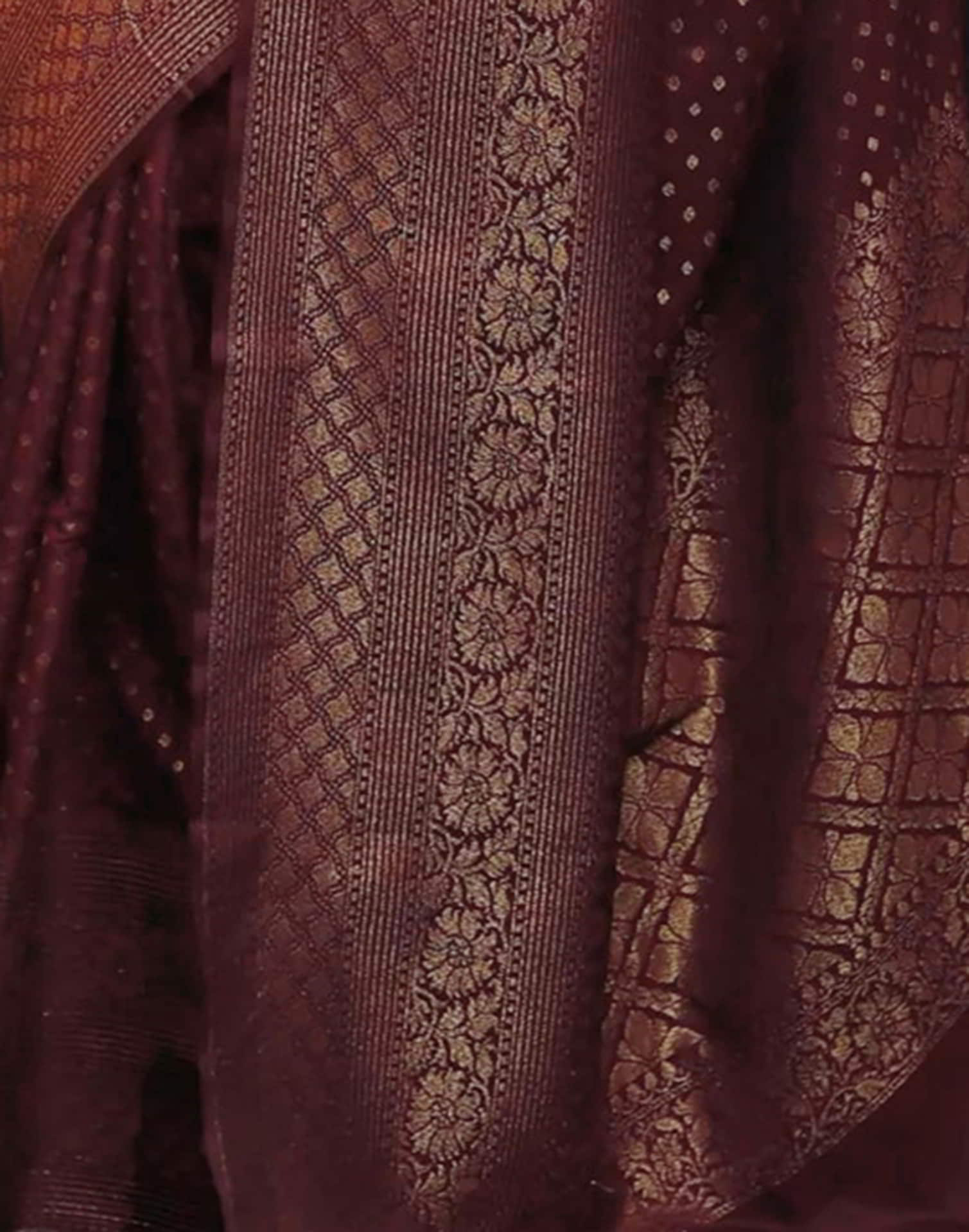 Maroon Banarasi Silk Woven Saree