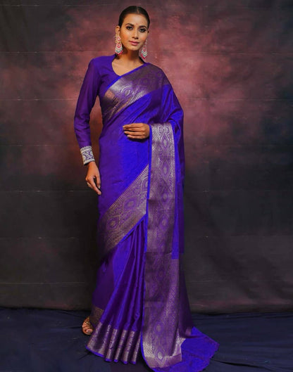 Blue Banarasi Silk Woven Saree