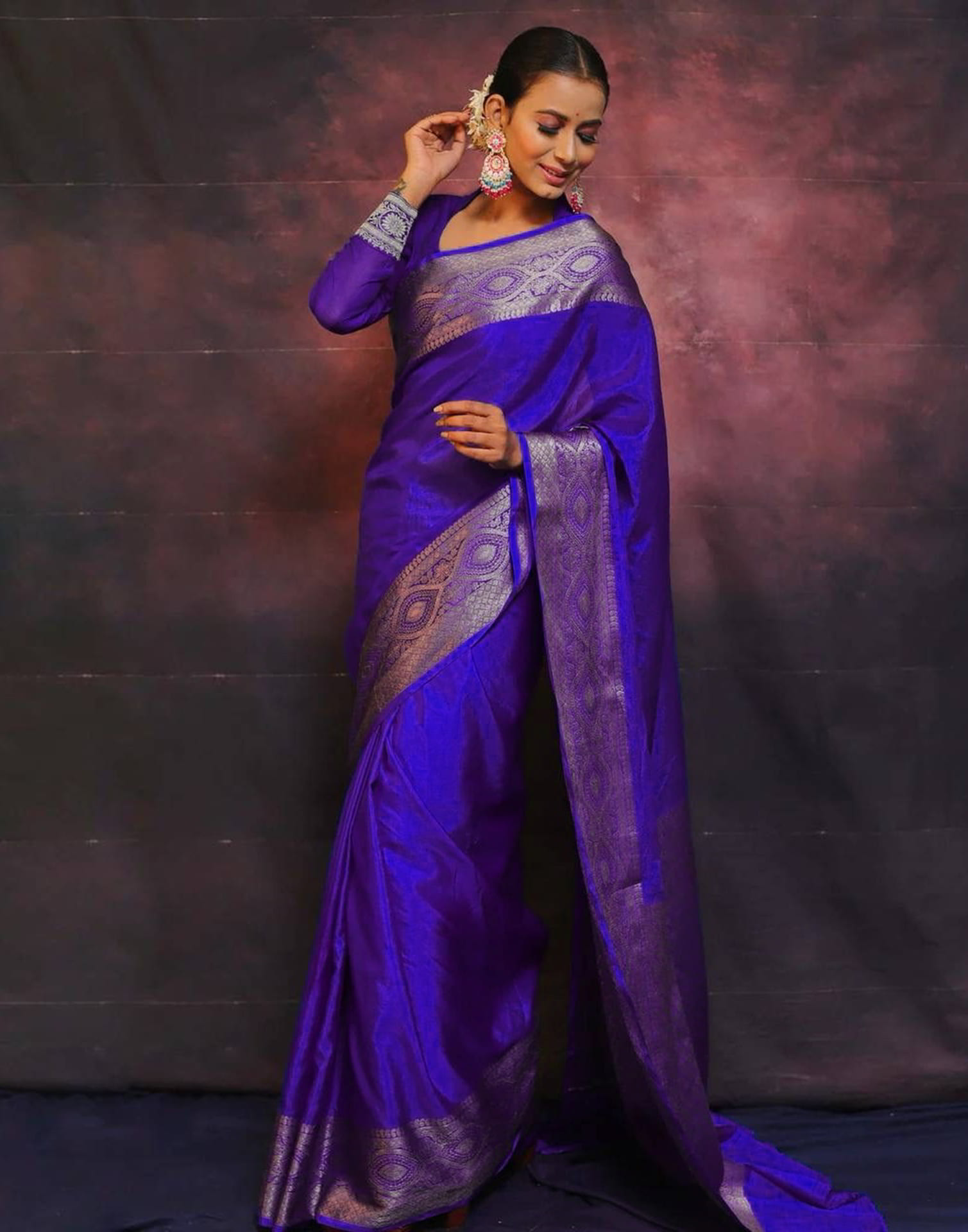 Blue Banarasi Silk Woven Saree