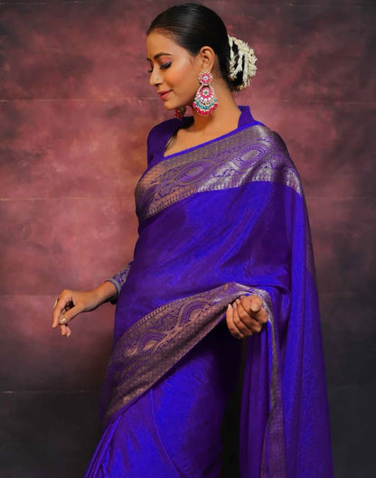 Blue Banarasi Silk Woven Saree