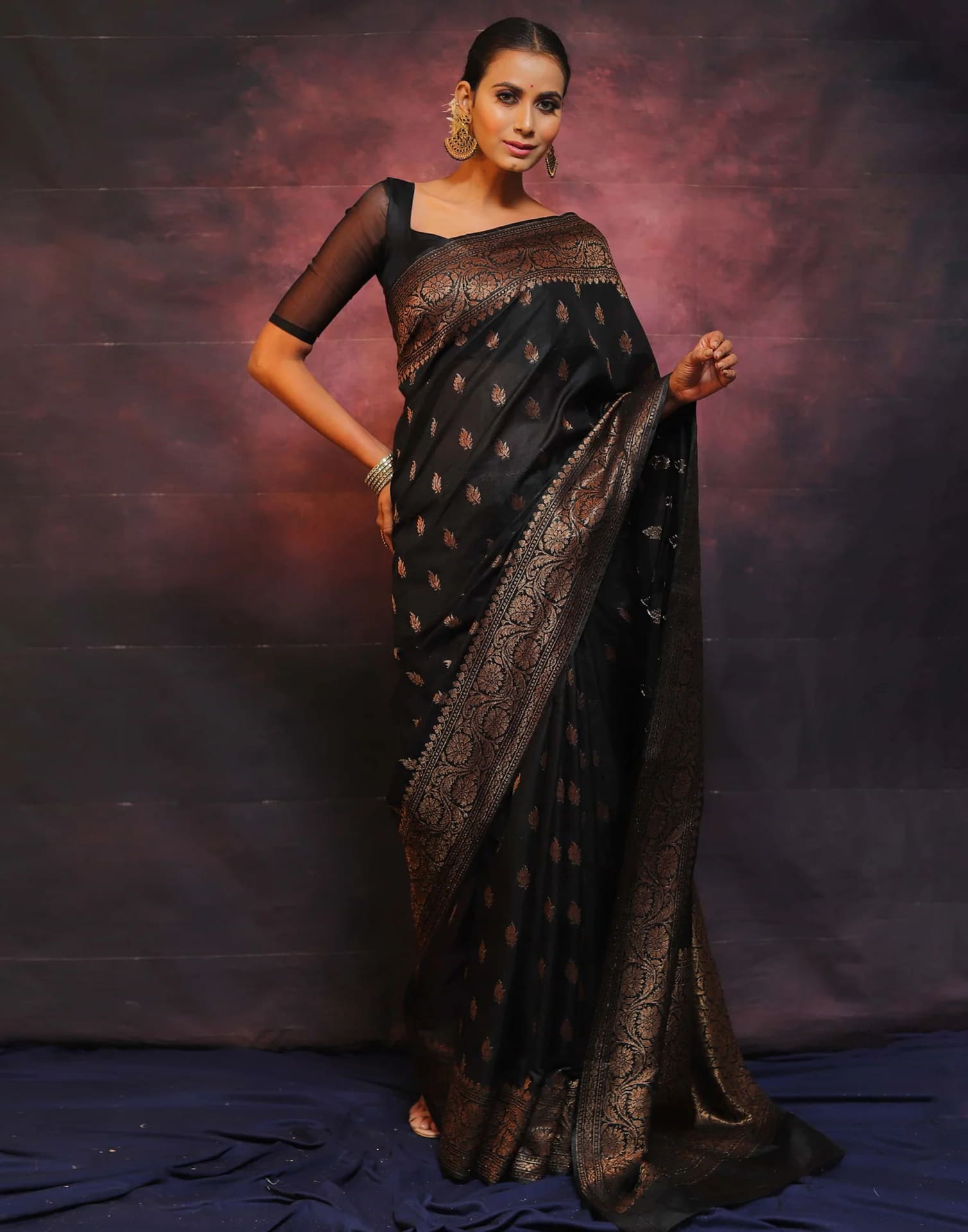 Black Banarasi Silk Woven Saree