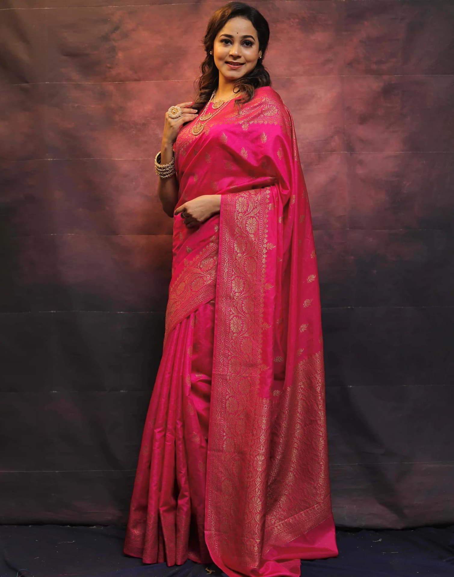 Pink Banarasi Silk Woven Saree