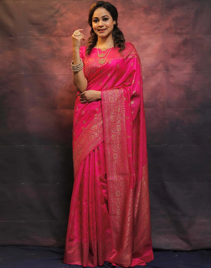 Pink Banarasi Silk Woven Saree