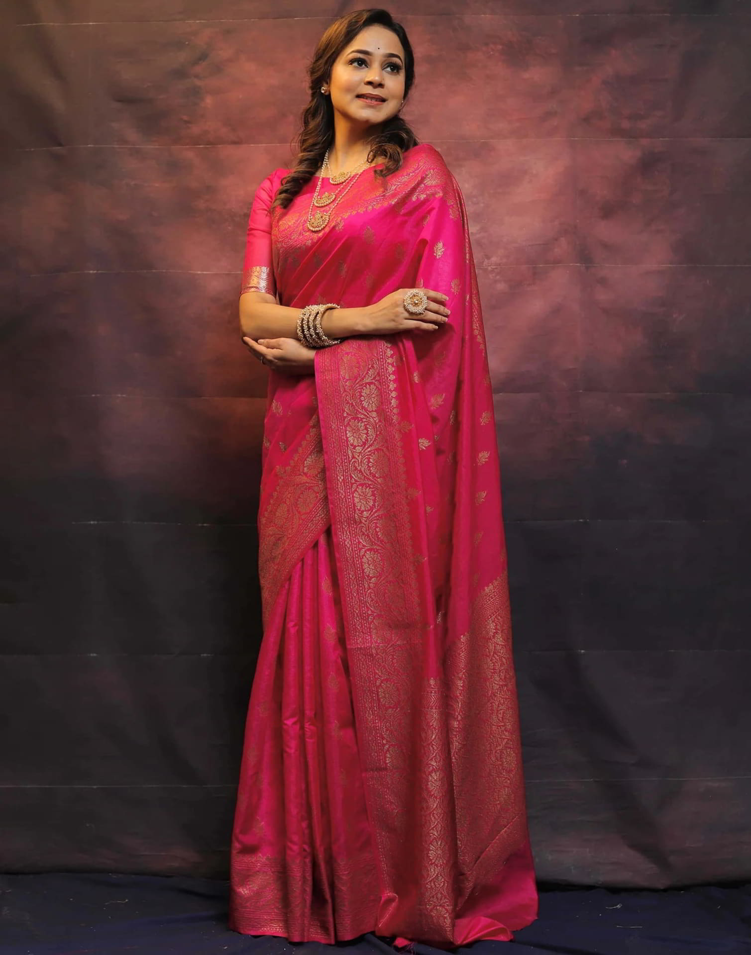 Pink Banarasi Silk Woven Saree