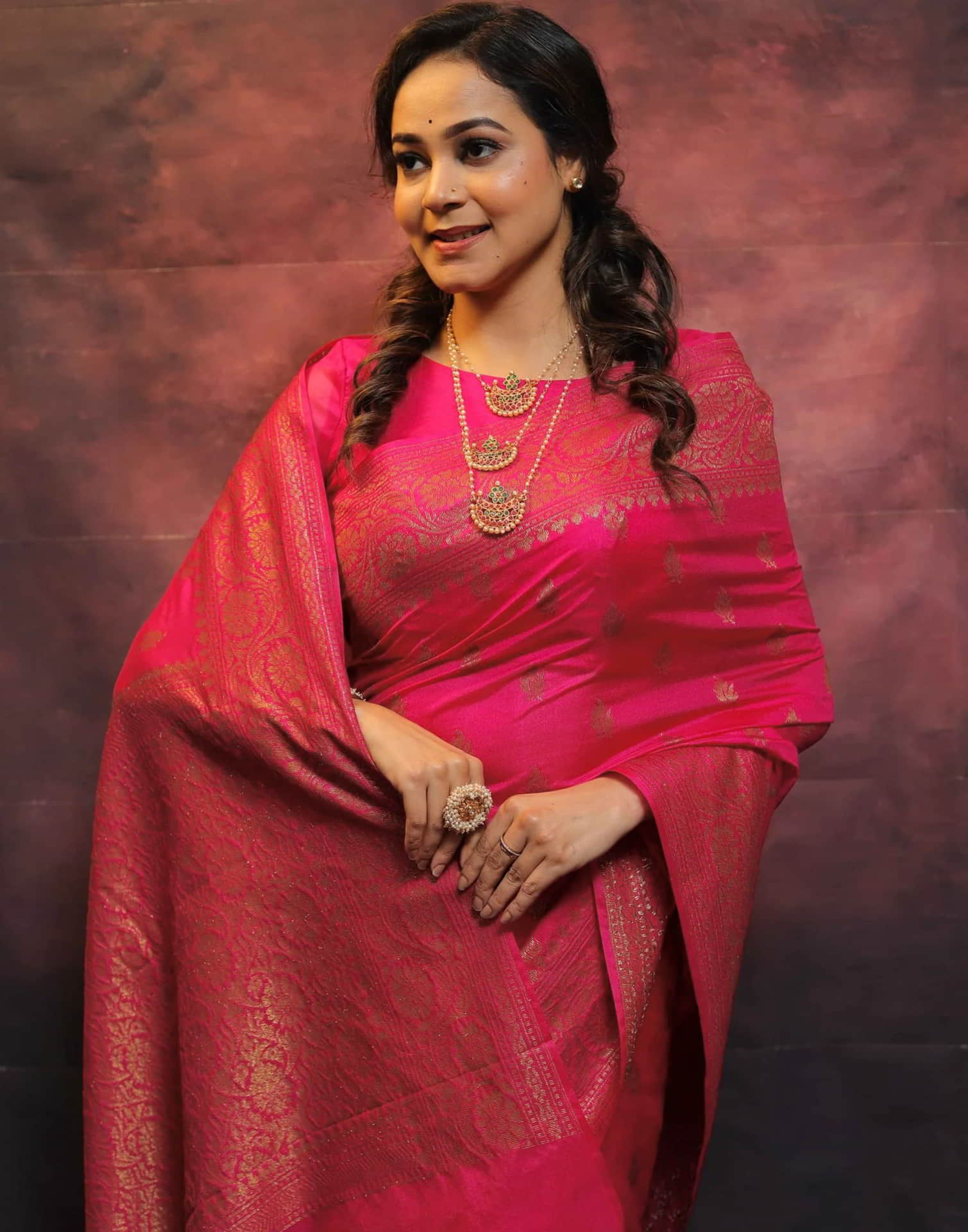 Pink Banarasi Silk Woven Saree