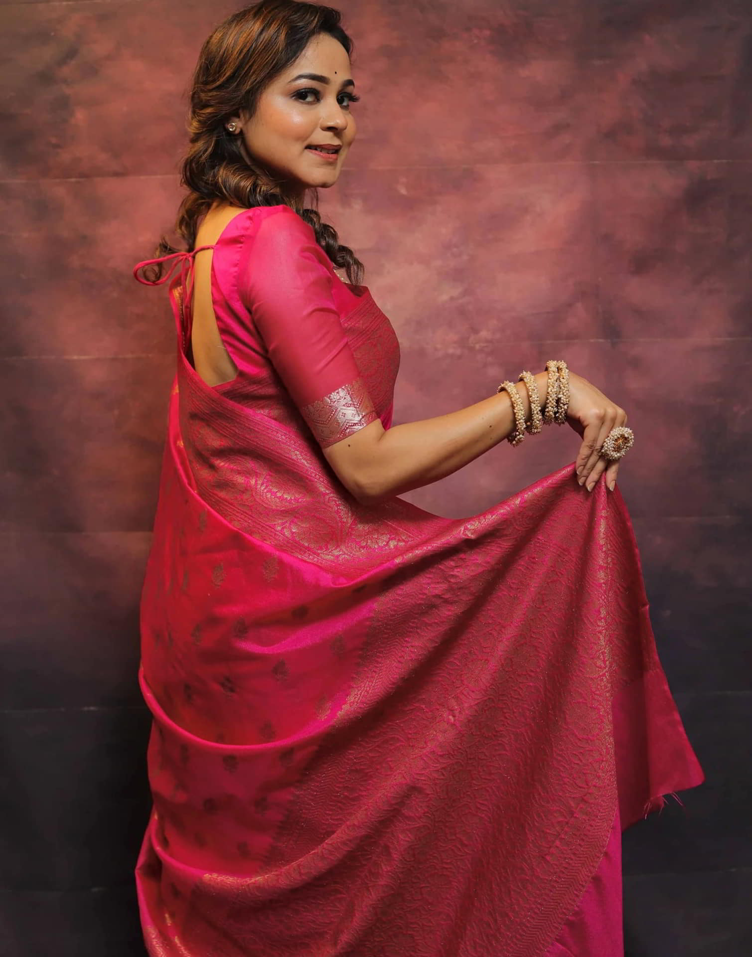 Pink Banarasi Silk Woven Saree