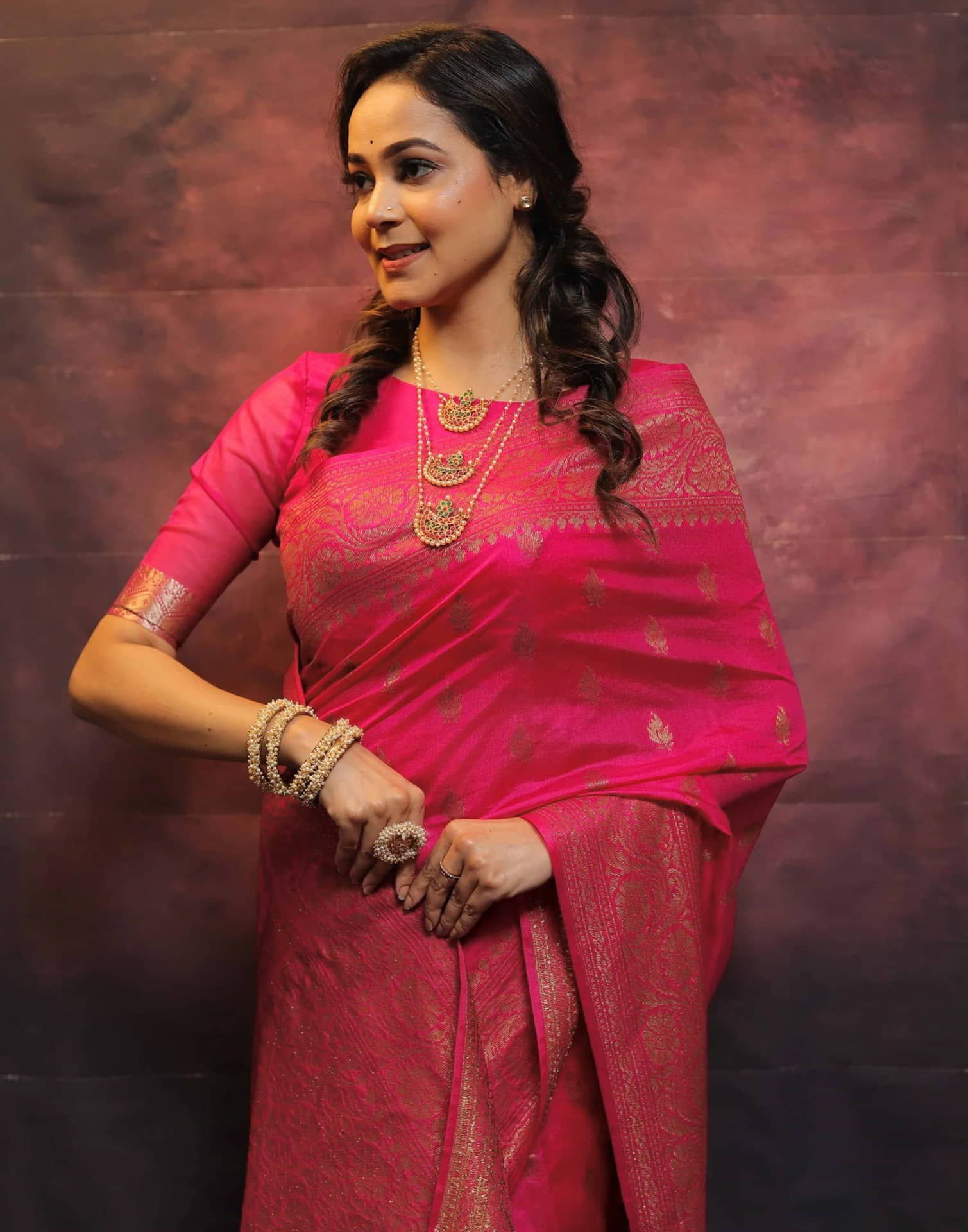 Pink Banarasi Silk Woven Saree