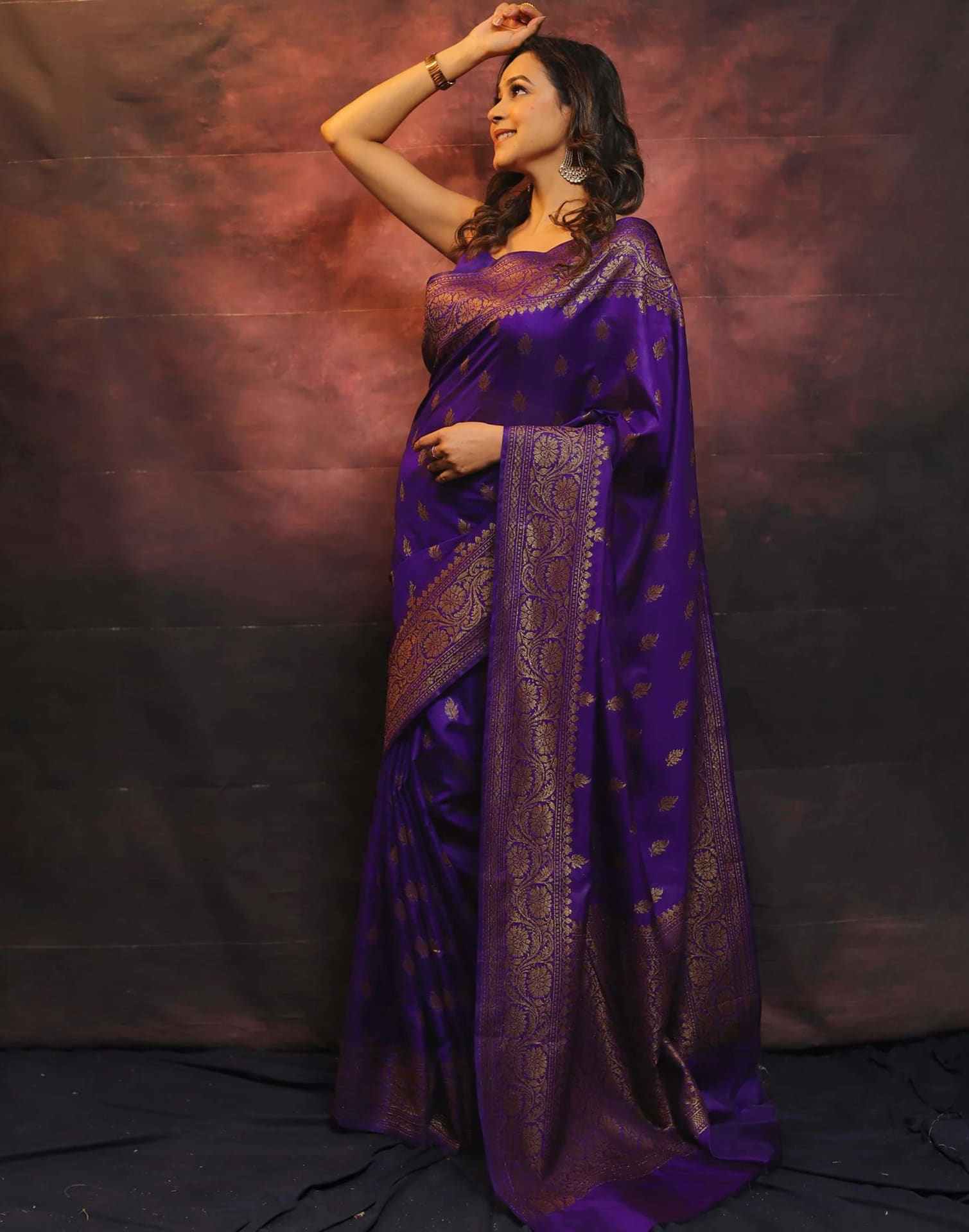 Purple Banarasi Silk Woven Saree