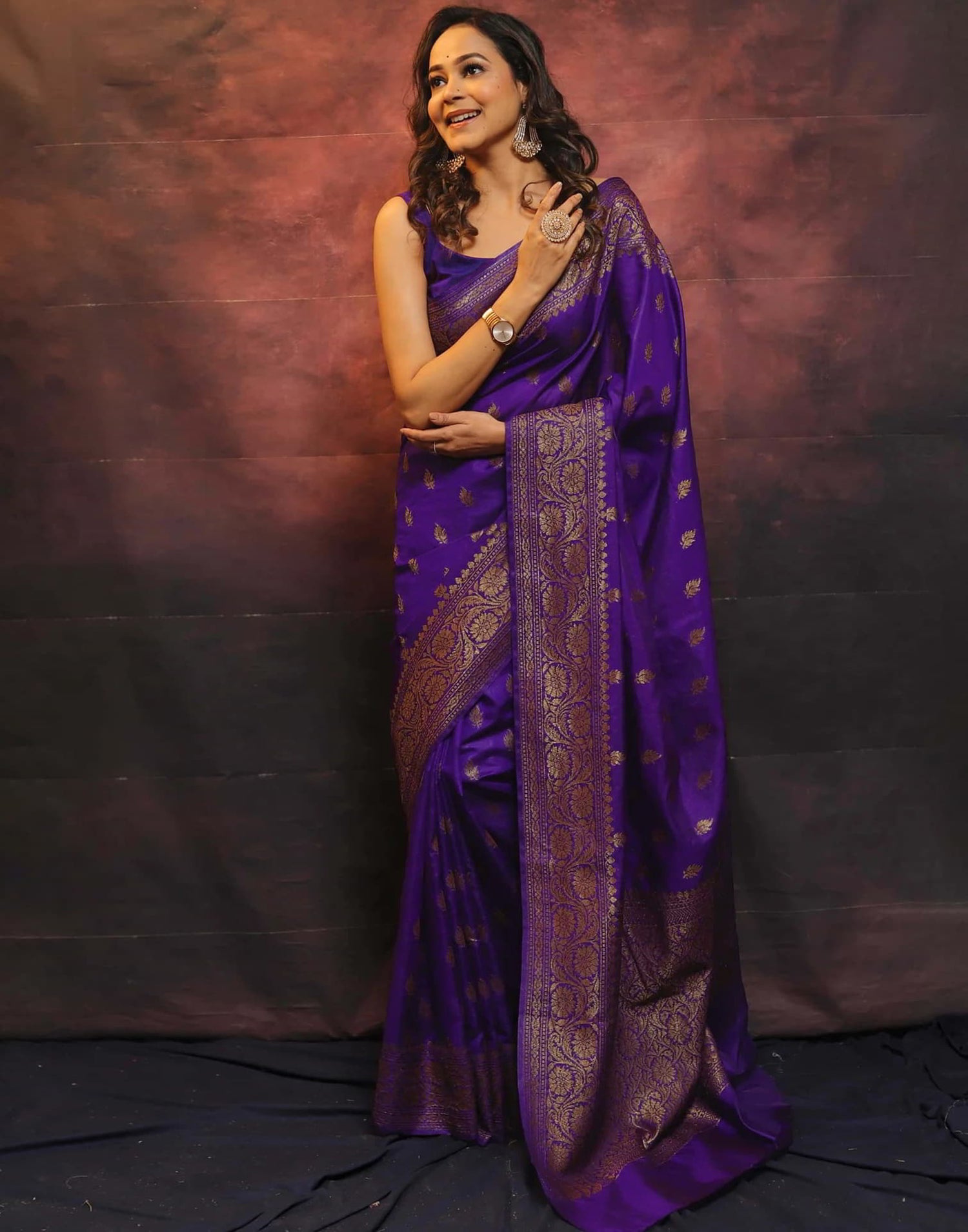 Purple Banarasi Silk Woven Saree