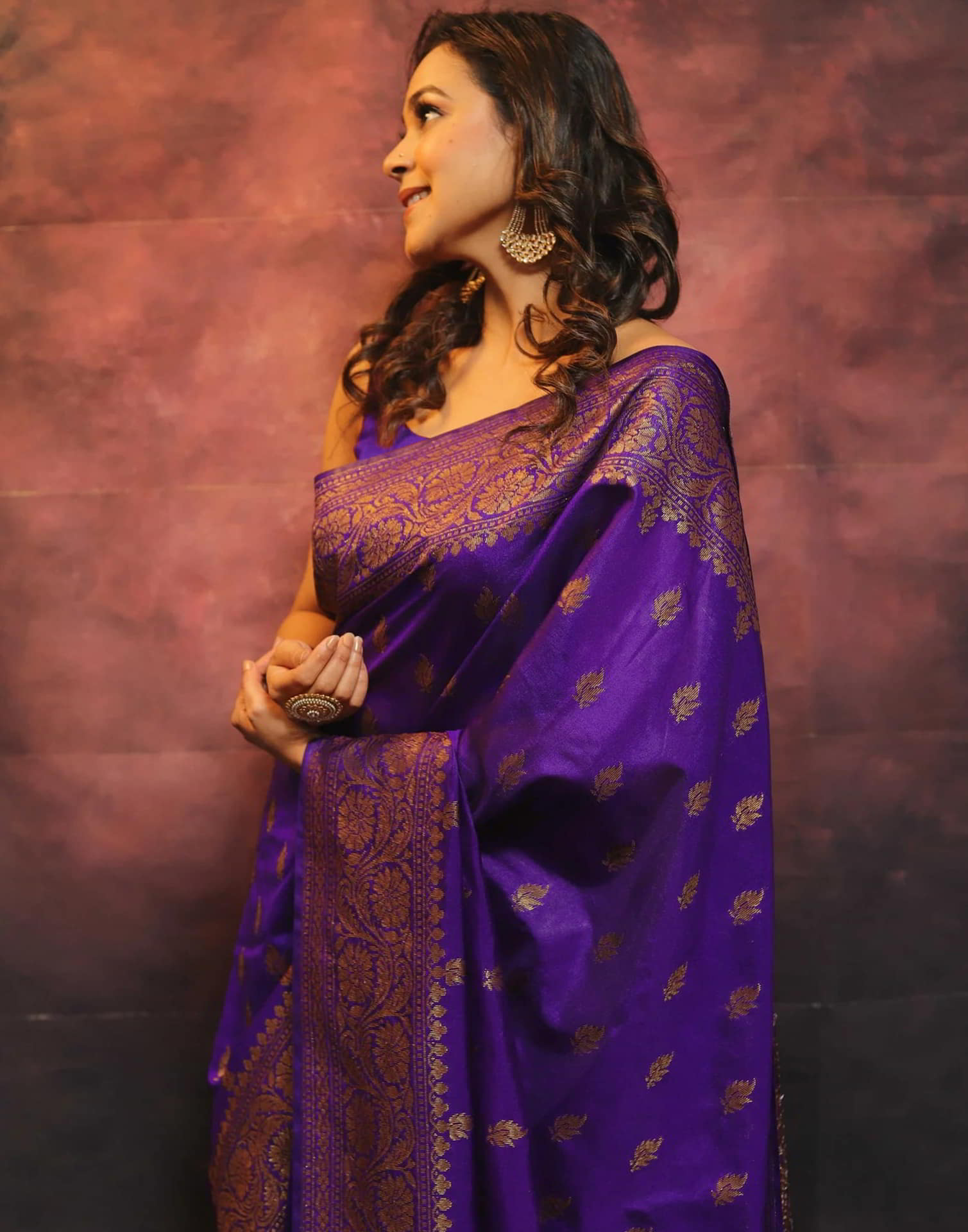 Purple Banarasi Silk Woven Saree