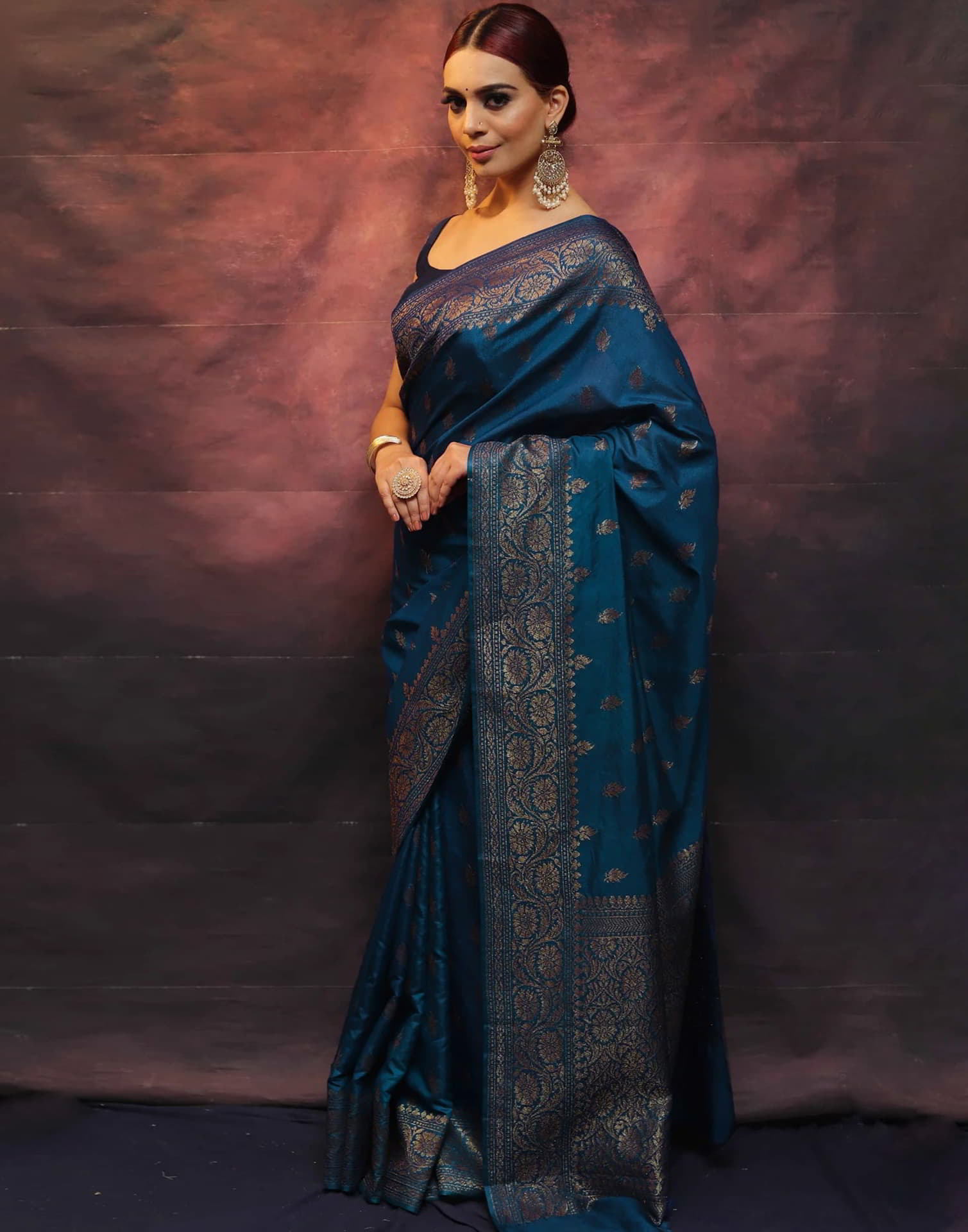 Blue Banarasi Silk Woven Saree