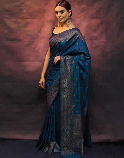 Blue Banarasi Silk Woven Saree