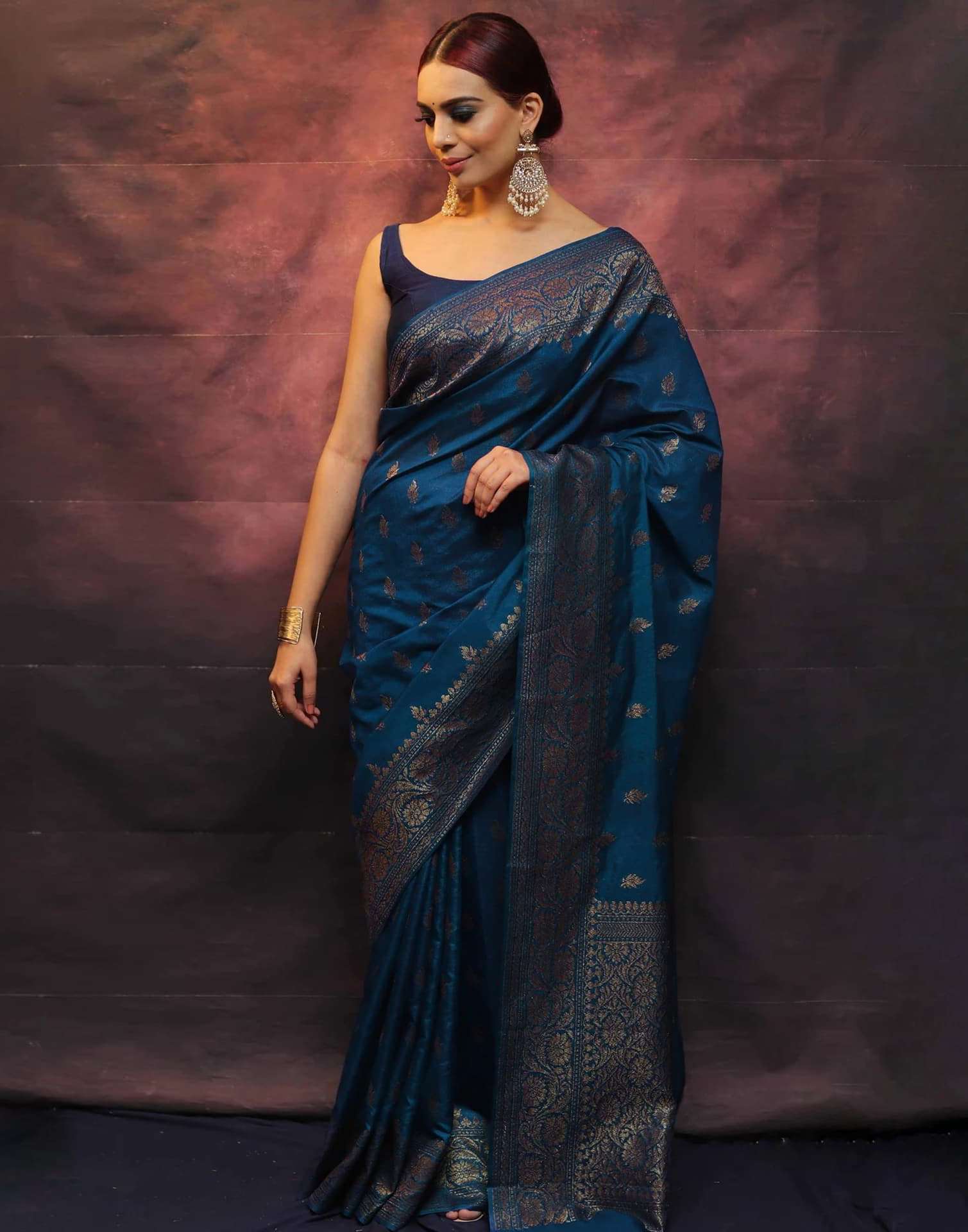 Blue Banarasi Silk Woven Saree