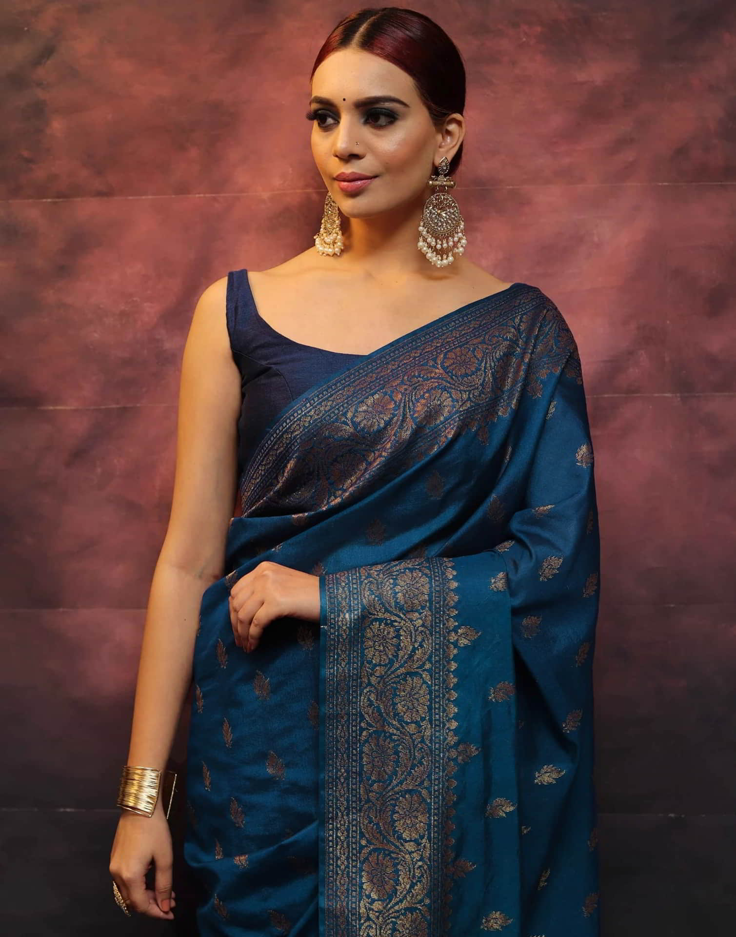 Blue Banarasi Silk Woven Saree