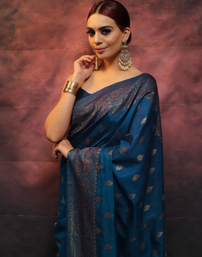 Blue Banarasi Silk Woven Saree