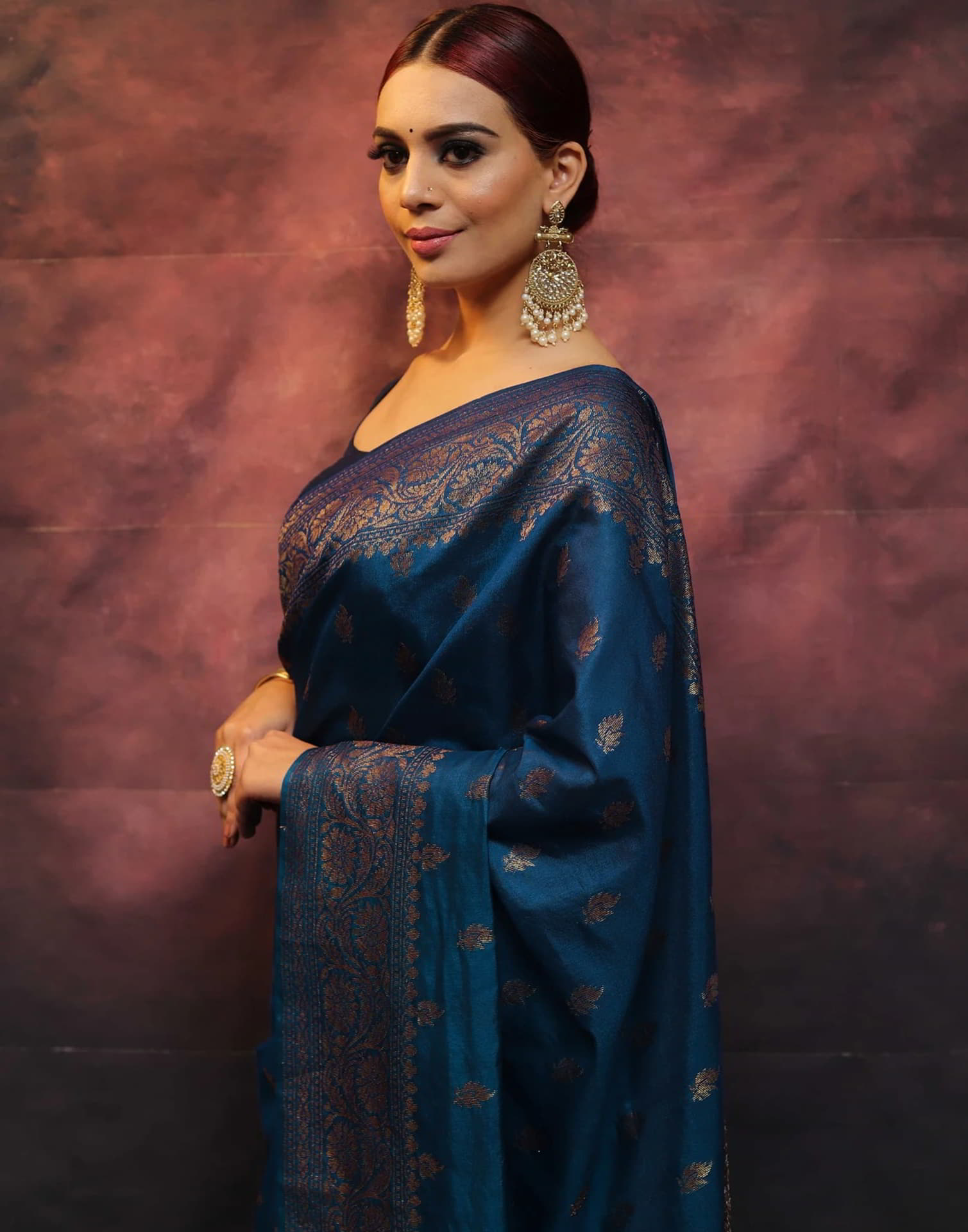 Blue Banarasi Silk Woven Saree