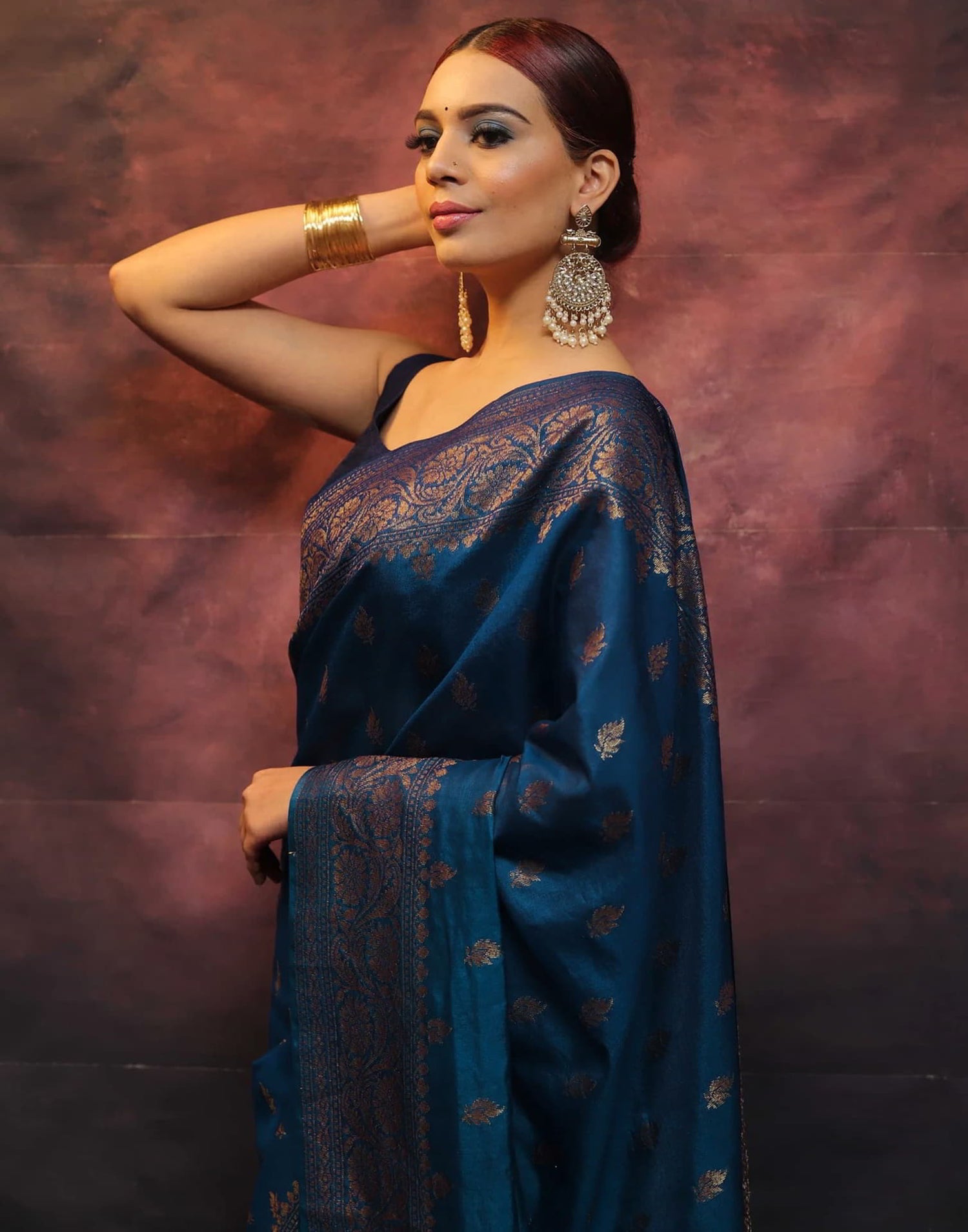 Blue Banarasi Silk Woven Saree