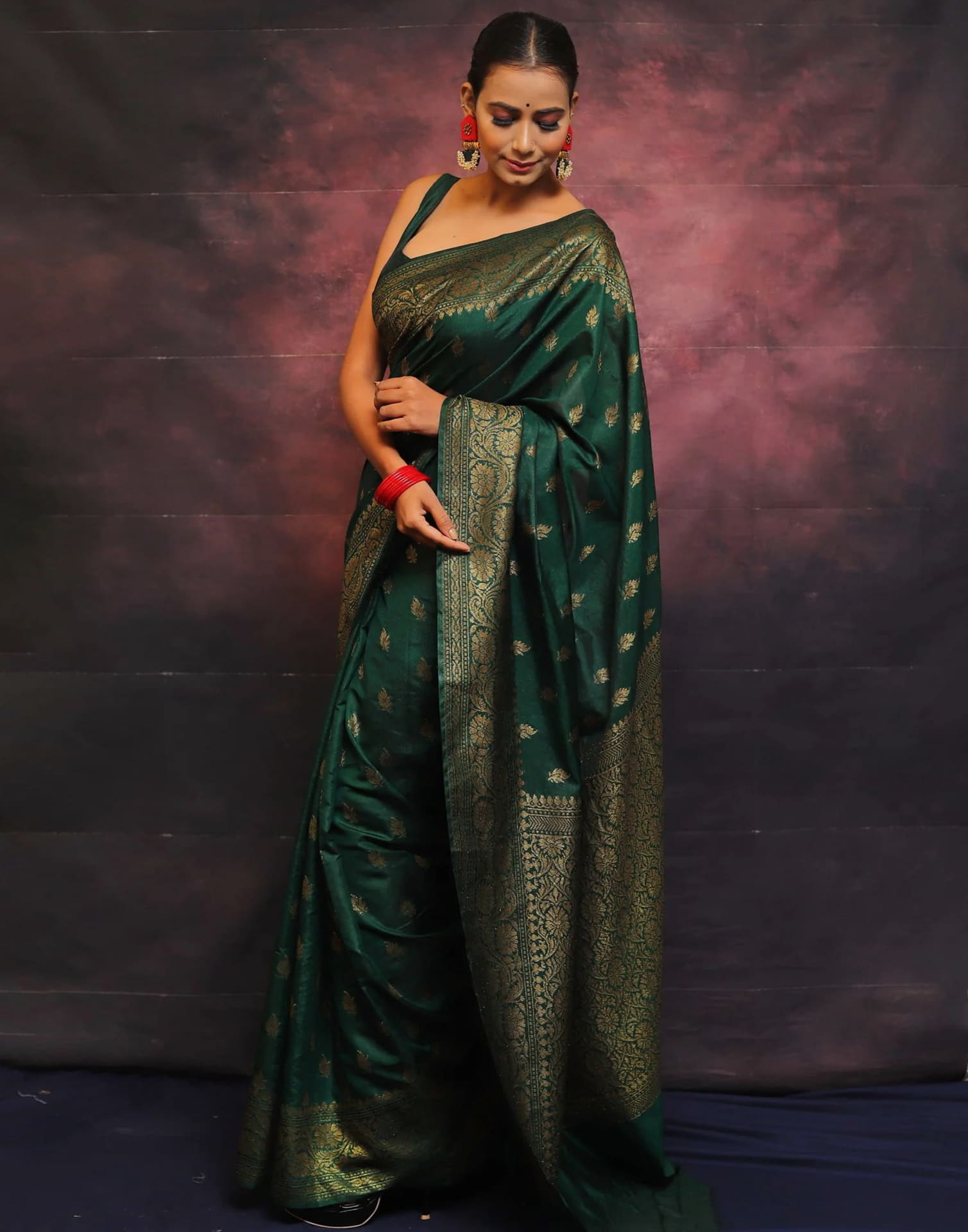 Green Banarasi Silk Woven Saree