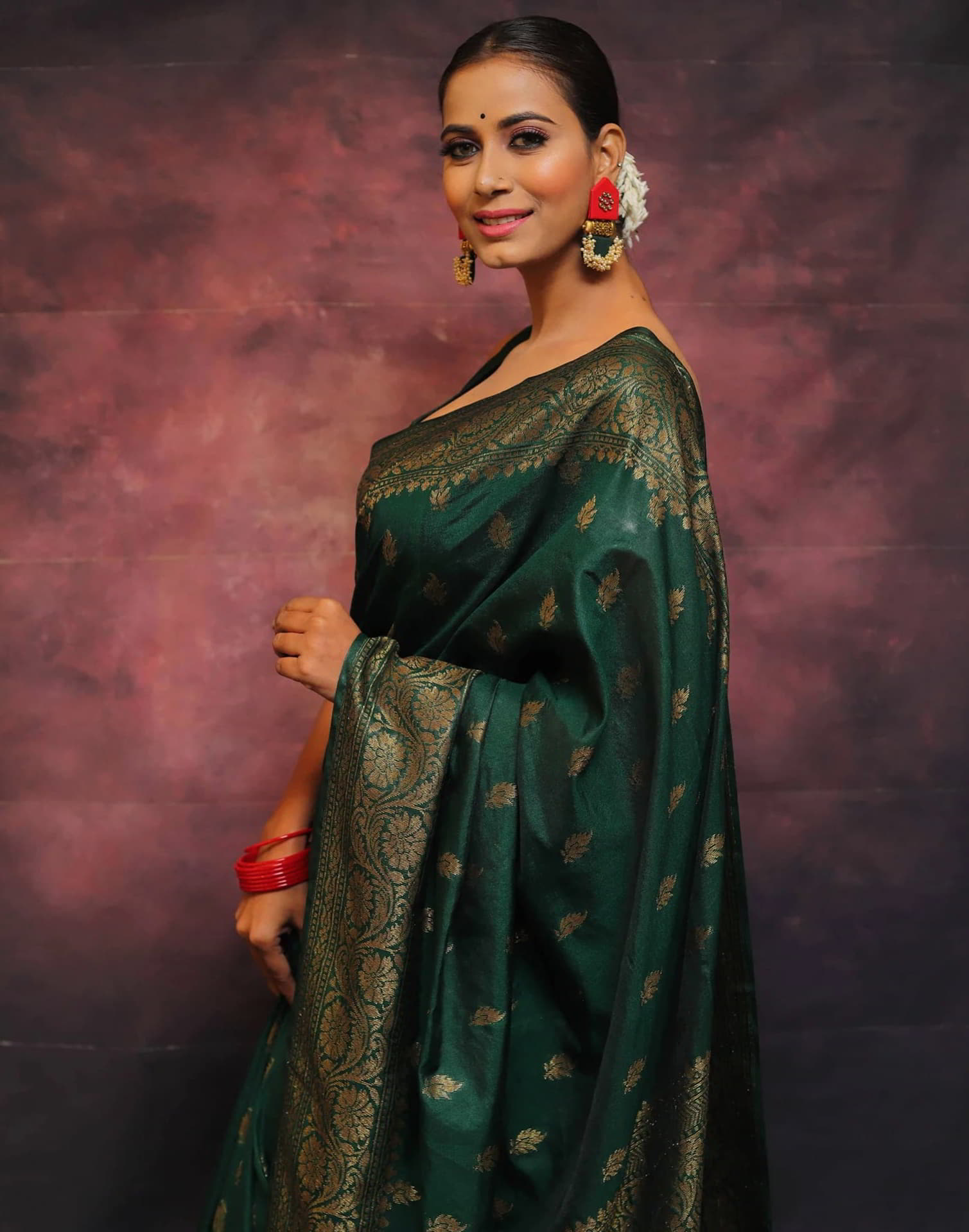 Green Banarasi Silk Woven Saree