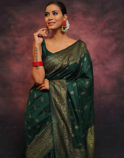 Green Banarasi Silk Woven Saree