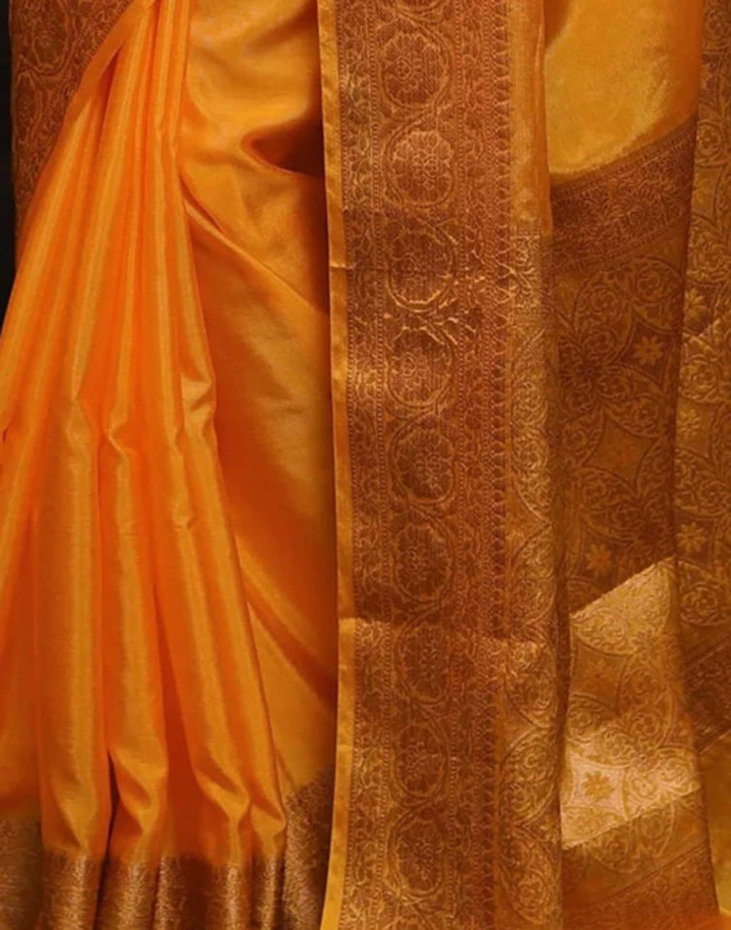 Yellow Banarasi Silk Woven Saree