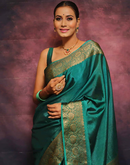 Green Banarasi Silk Woven Saree