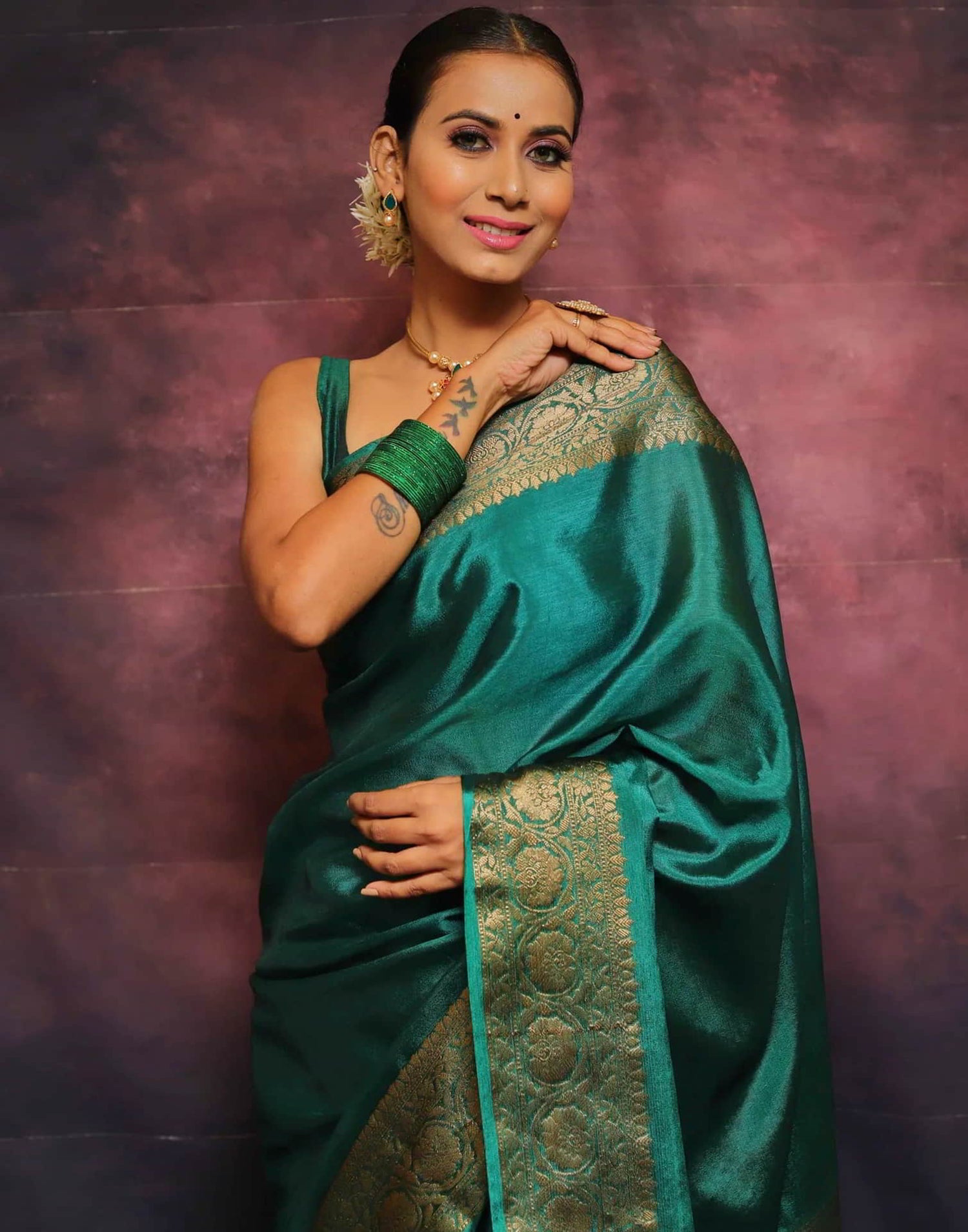 Green Banarasi Silk Woven Saree