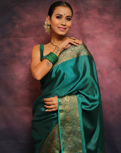 Green Banarasi Silk Woven Saree