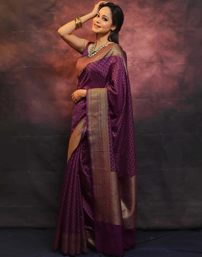 Magenta Banarasi Silk Woven Saree