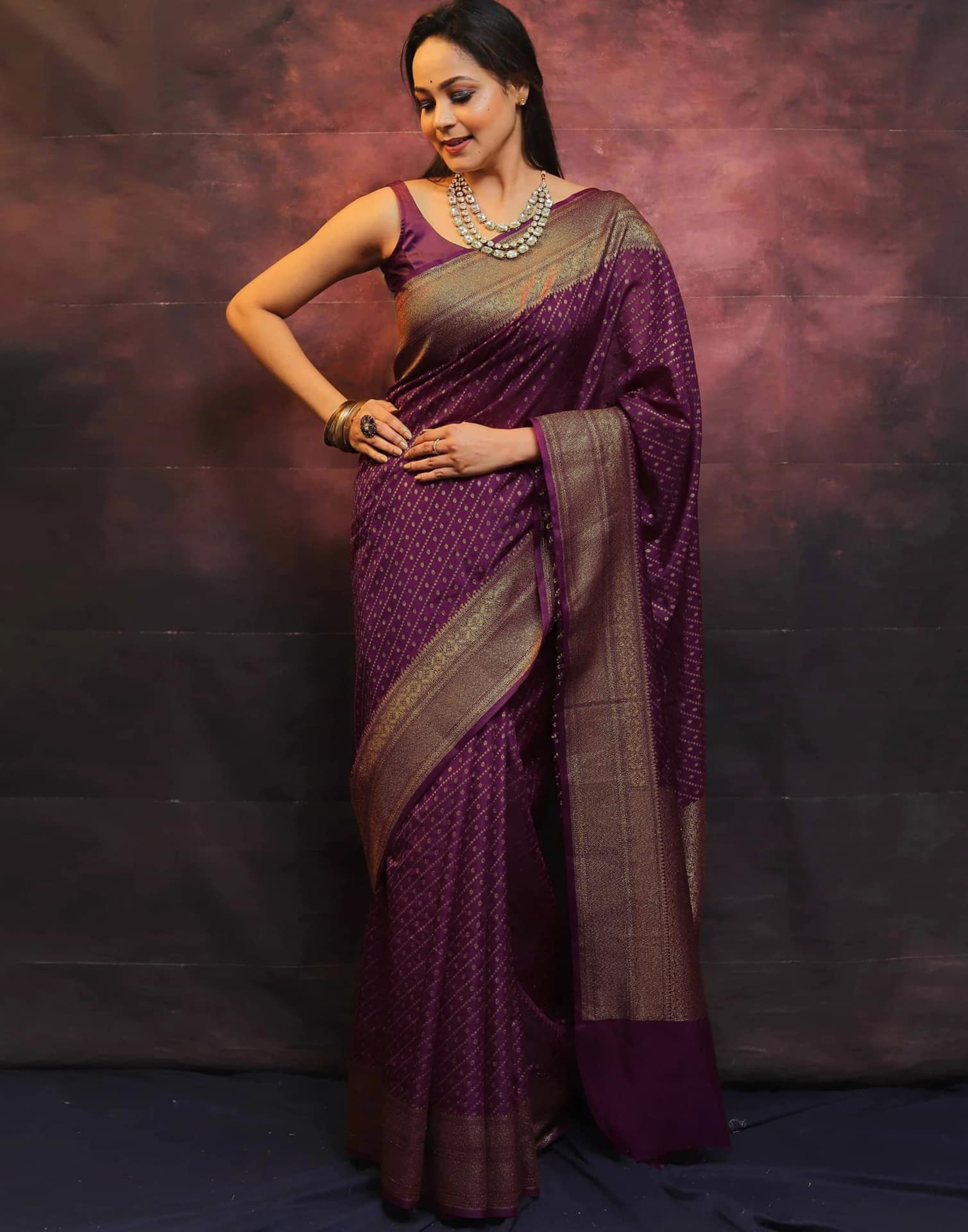 Magenta Banarasi Silk Woven Saree