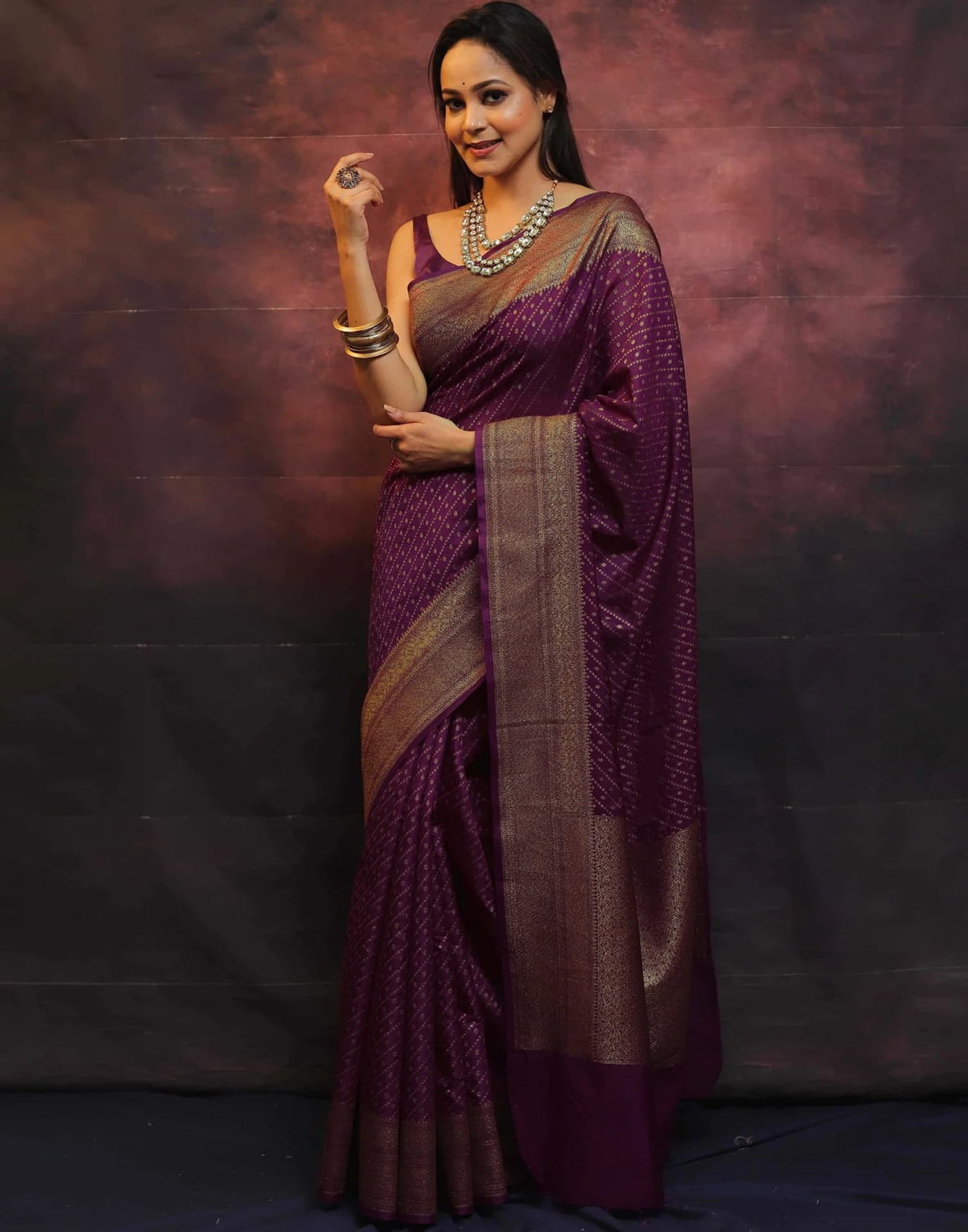 Magenta Banarasi Silk Woven Saree