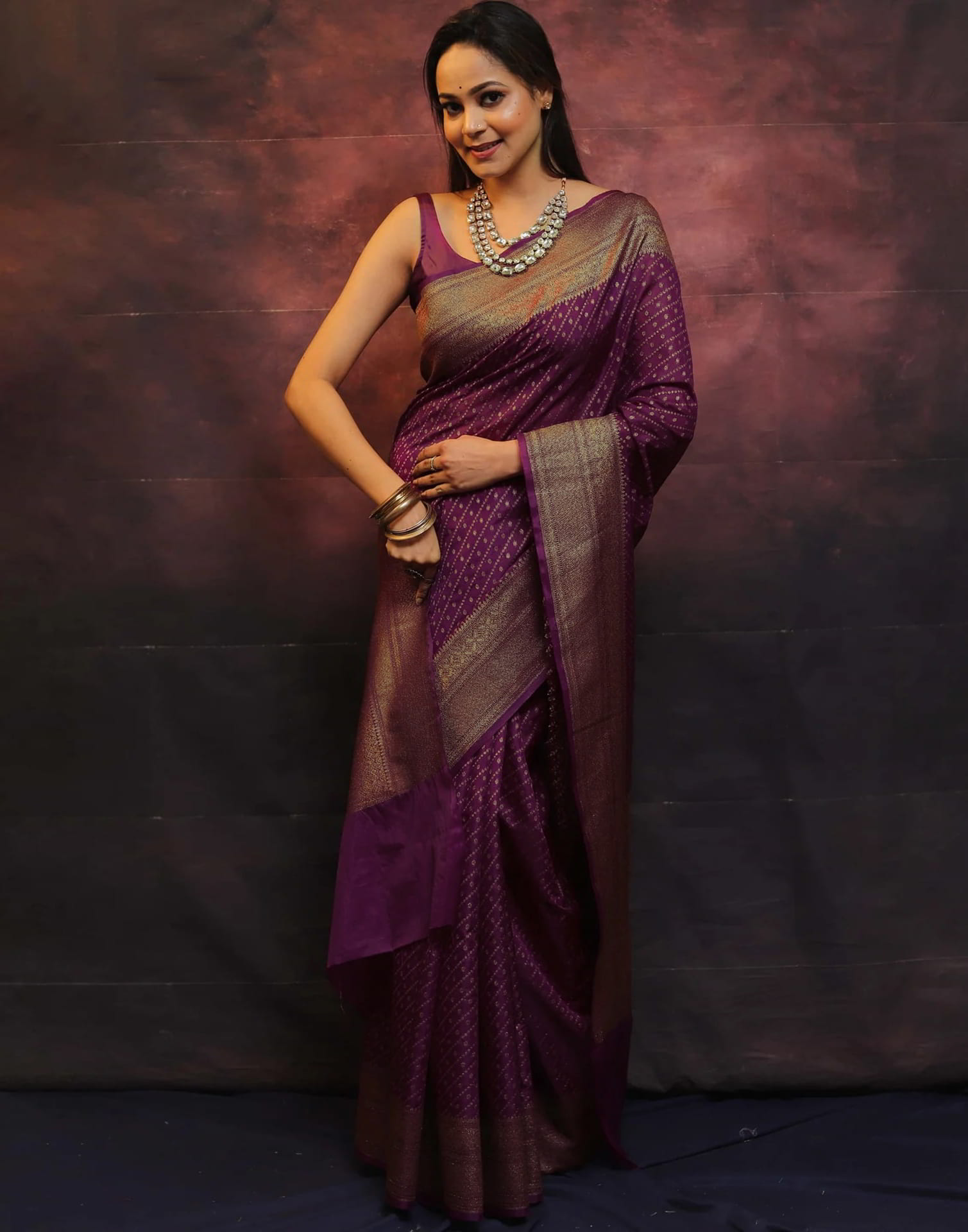 Magenta Banarasi Silk Woven Saree