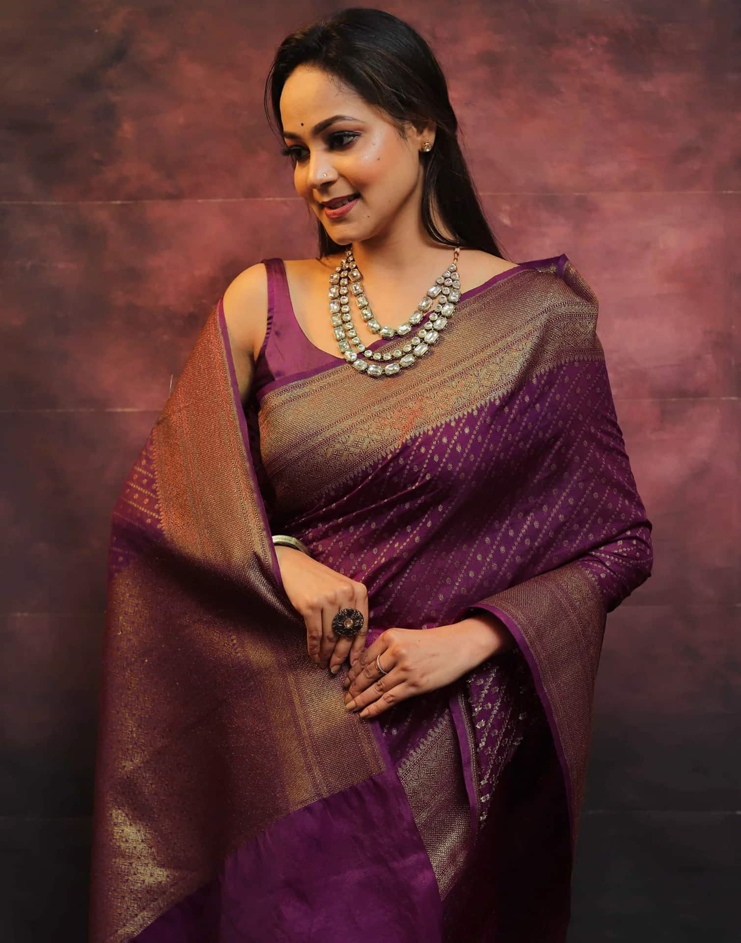 Magenta Banarasi Silk Woven Saree