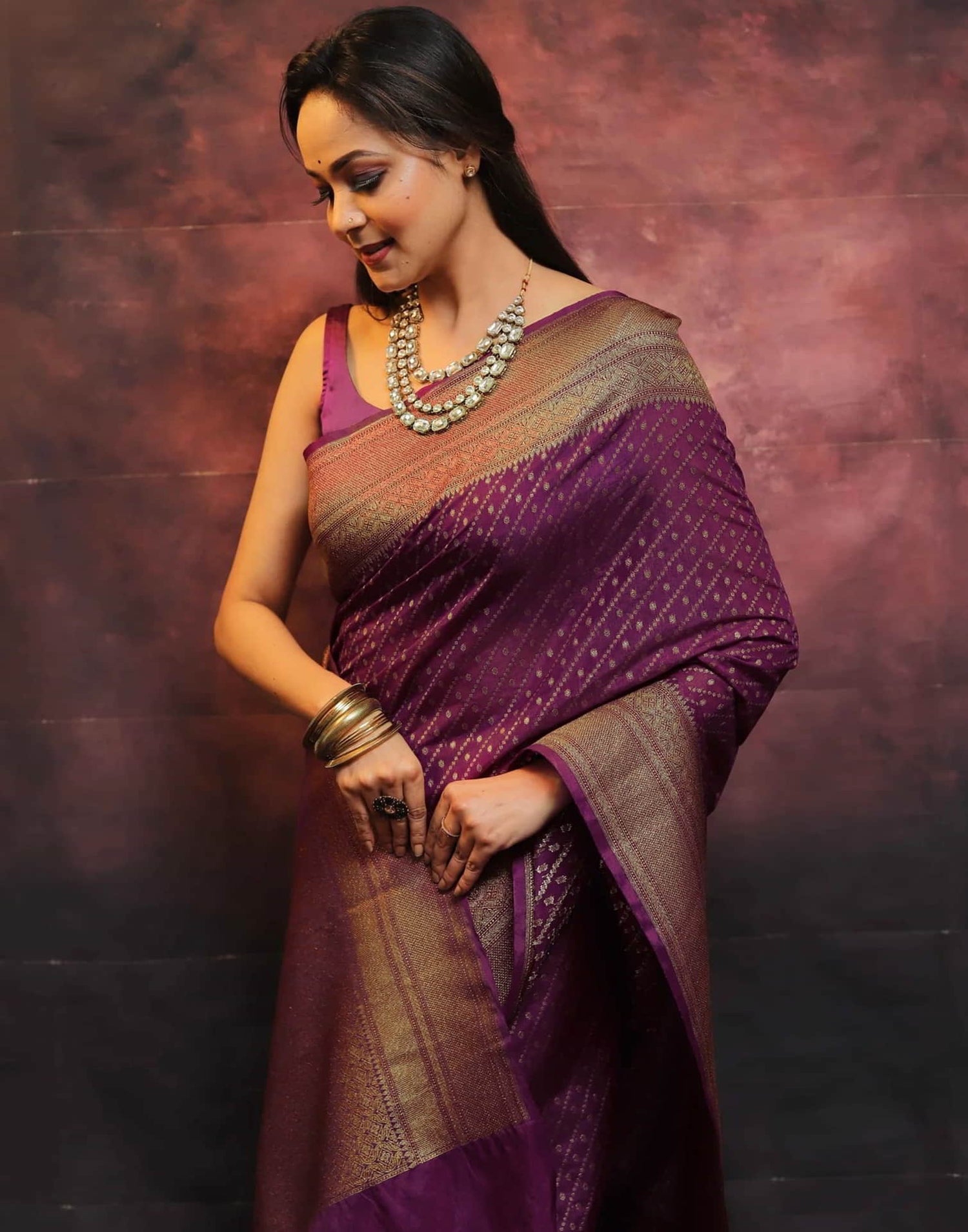 Magenta Banarasi Silk Woven Saree